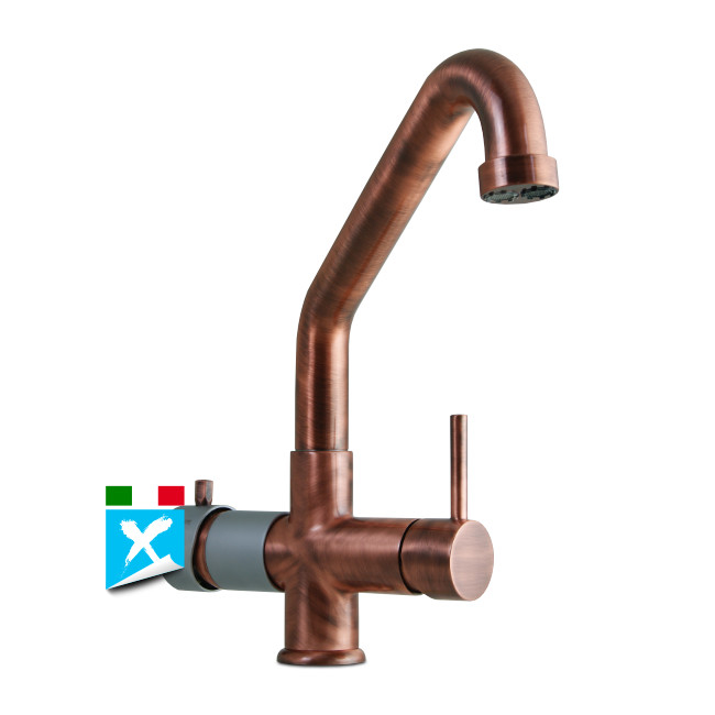 Rubinetto cinque vie rame canna bassa Rubinetto cinque vie rame canna bassa