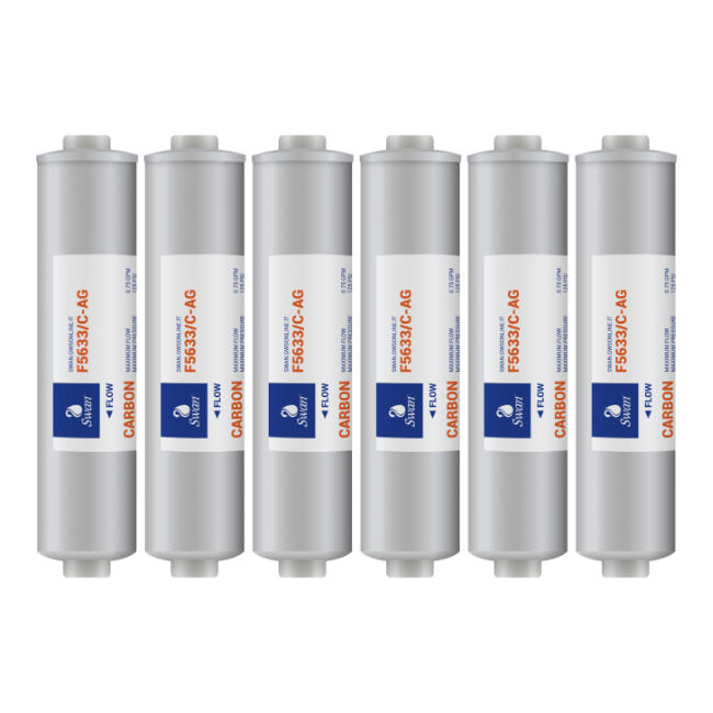 Scatola 6 filtri in linea Swan 12" carbone + Ag Scatola 6 filtri in linea Swan 12" carbone + Ag